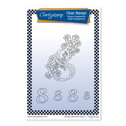 Floral Numbers - 8 Unmounted Clear Stamp Set