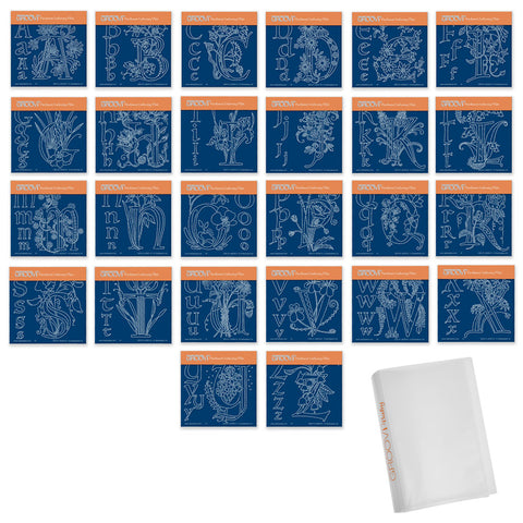 Floral Alphabet Collection A6 Square Groovi Plate Set + Groovi Baby Folder