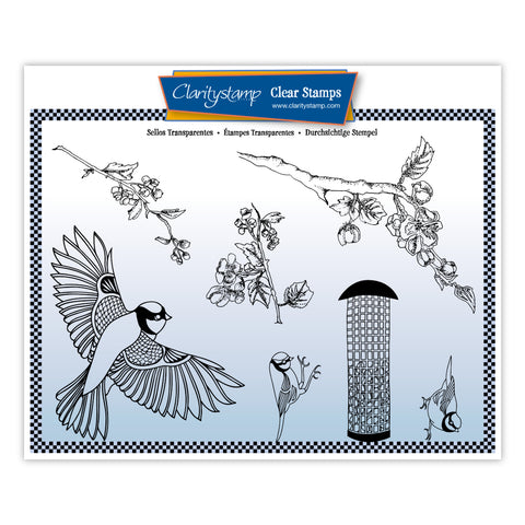 Garden Birds & Cherry Blossom <br/> A5 Stamp + Mask Set