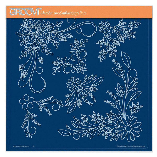 Tina's Floral Swirls & Corners All in One - Very Best Wishes A5 Square