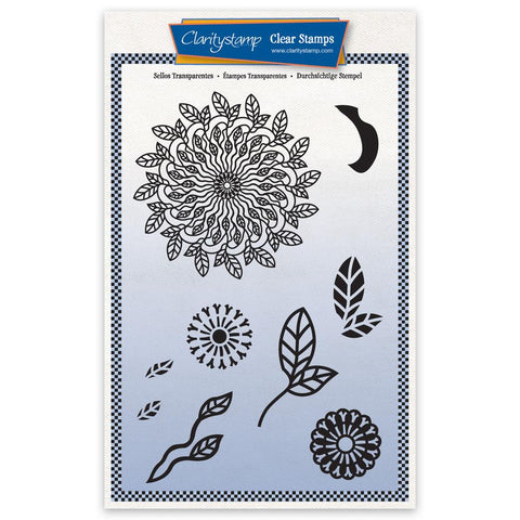 Barbara's Leafy Doodle Round A5 Unmounted Stamp Set