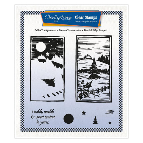 Barbara's Winter Linocut - Lone Star - A5 Square Unmounted Stamp Set