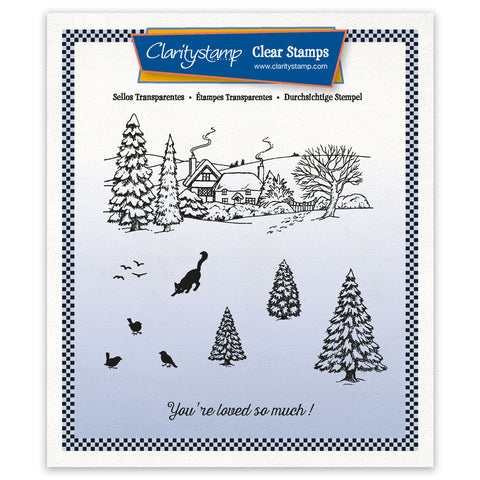 Jayne's Small Winter Scene - Cat A5 Square Unmounted Clear Stamp Set