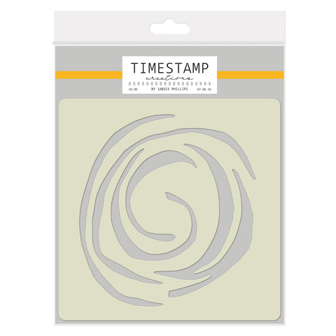 Timestamp Creations by Janice Phillips - The Swirl 5" x 5" Stencil