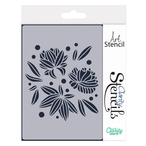 Barbara's Big Blooms - Stripey Flowers A5 Stencil