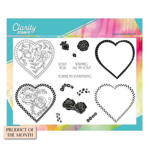 Barbara's Floral Hearts A5 Stamp & Mask Set