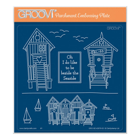 Barbara's SHAC Beach Huts A5 Square Groovi Plate