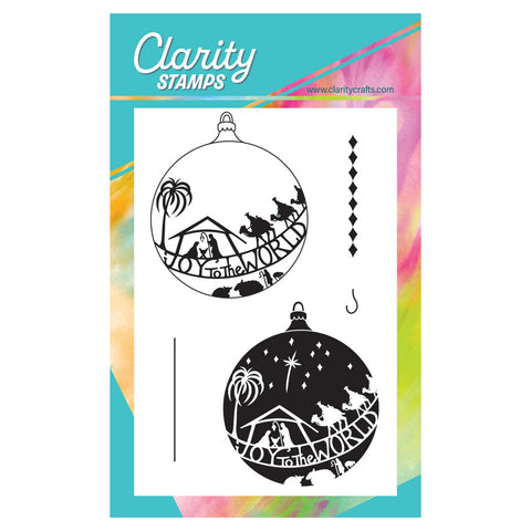 Barbara's Bijou Joy to the World Bauble - Two Way Overlay A6 Stamp & Mask Set