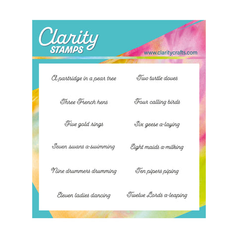 Bjiou 12 Days of Christmas Verses A6 Square Stamp Set