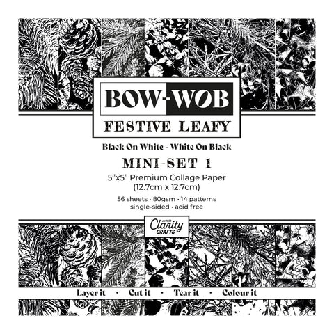 BOW-WOB 5" x 5" Collage Papers - Festive Leafy - Mini Set 1