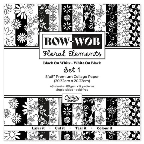 BOW-WOB 8" x 8" Collage Papers - Floral Elements