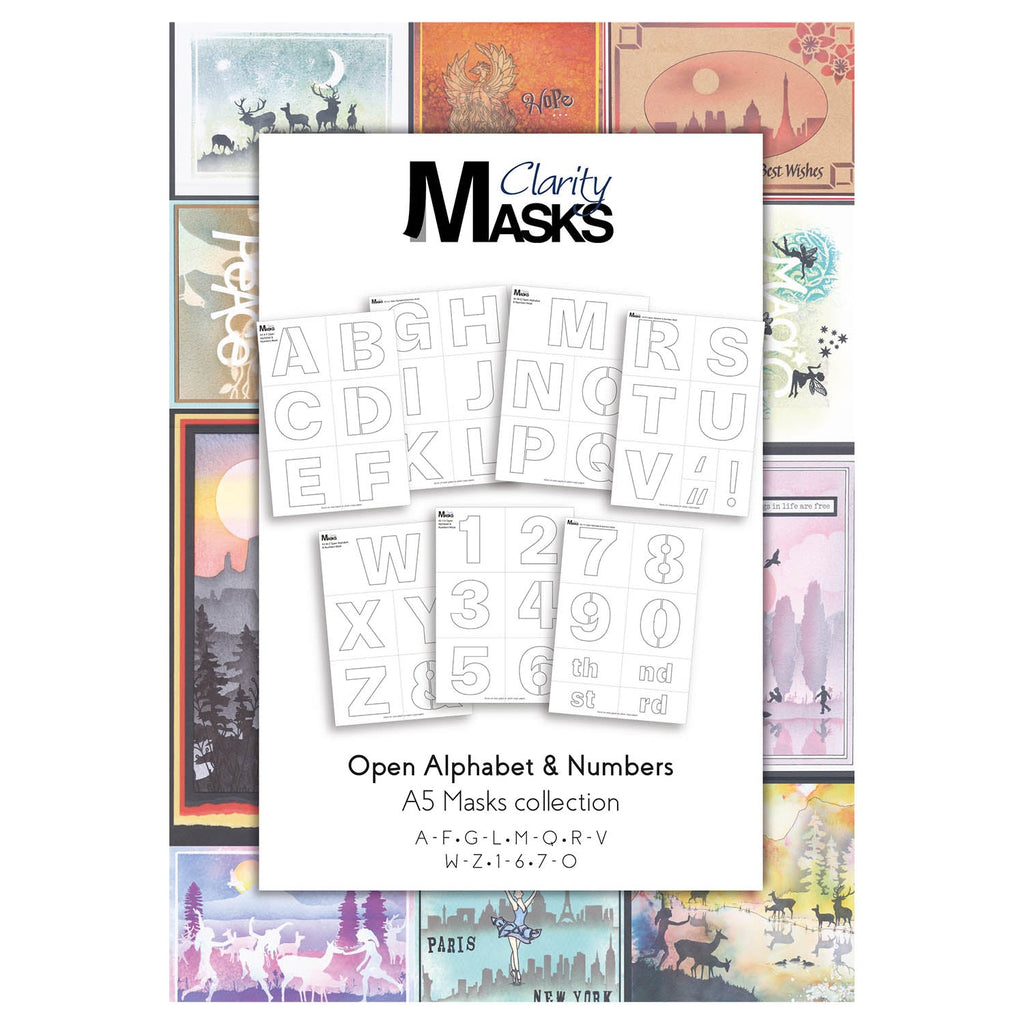Open Alphabet & Numbers A5 Mask Set – Claritystamp