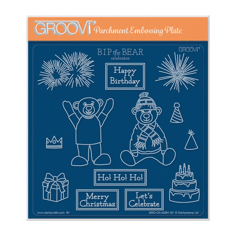 BIP the Bear Celebrates A5 Square Groovi Plate