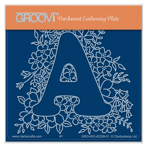 Linda's Floral Alphabet - Letter A A6 Square Groovi Plate