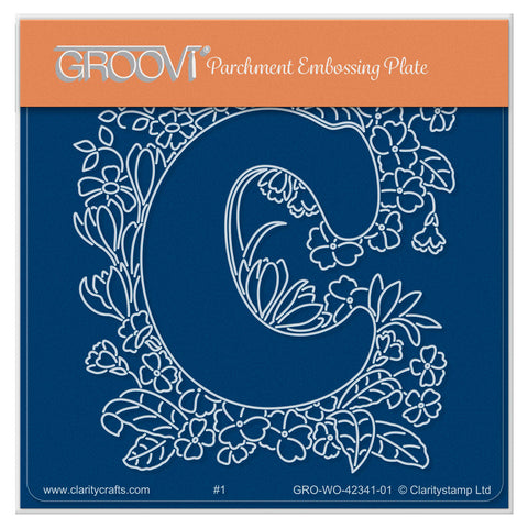 Linda's Floral Alphabet - Letter C A6 Square Groovi Plate