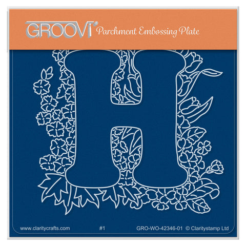 Linda's Floral Alphabet - Letter H A6 Square Groovi Plate