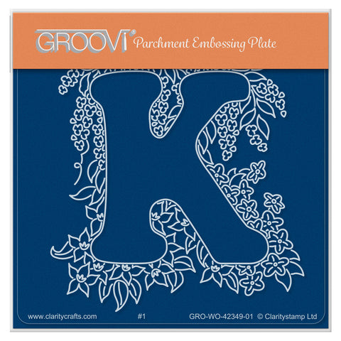 Linda's Floral Alphabet - Letter K A6 Square Groovi Plate