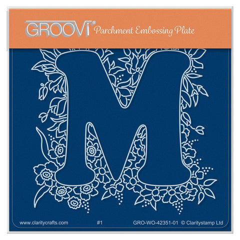 Linda's Floral Alphabet - Letter M A6 Square Groovi Plate