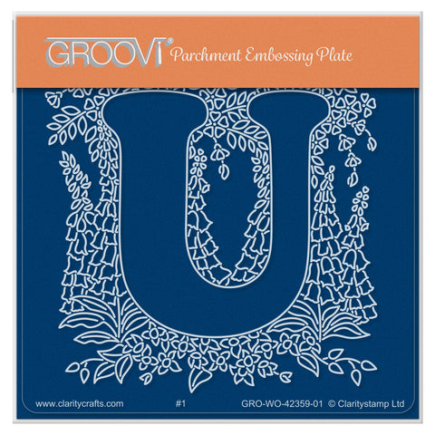 Linda's Floral Alphabet - Letter U A6 Square Groovi Plate