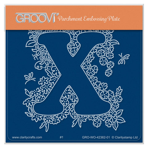 Linda's Floral Alphabet - Letter X A6 Square Groovi Plate