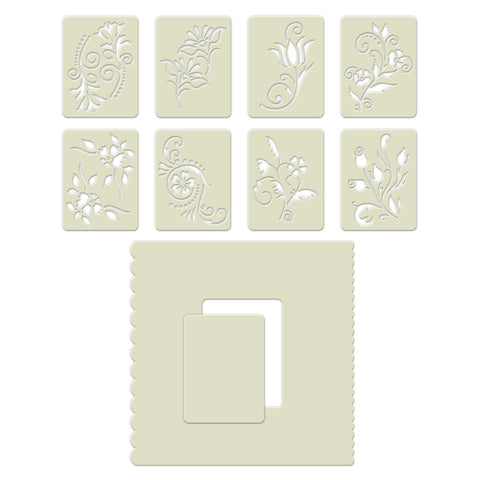 Wee Floral Swirl Stencils & Stencil Mate