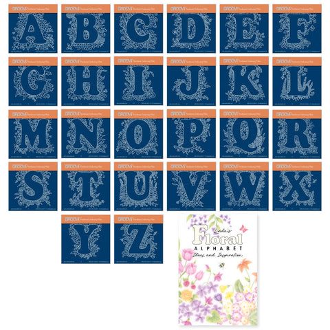 Linda's Floral Alphabet A6 Square Groovi Plate Collection