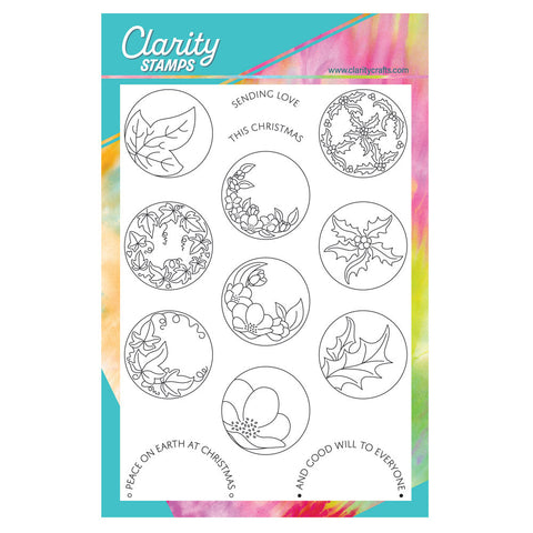 Linda's Christmas Floral Rounds - Outlines A5 Stamp & Mask Set