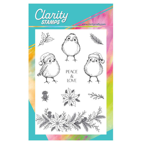 Barbara's Christmas Animals - Robins A6 Stamp & Mask Set