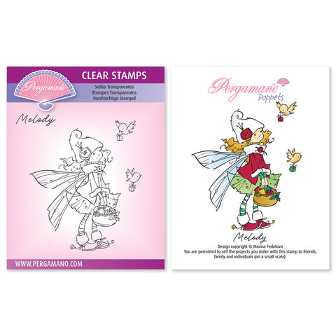 Pixie Poppets - Melody A6 Square Stamp - Artwork by Marina Fedotova