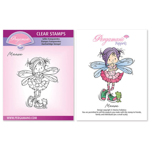 Sprite Poppets - Maeve A6 Square Stamp - Artwork by Marina Fedotova