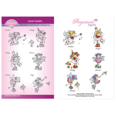 Sprite Mini Poppets A5 Stamp Set - Artwork by Martina Fedotova