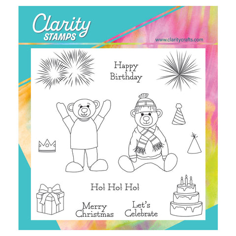 BIP the Bear Celebrates A5 Square Stamp & Mask Set