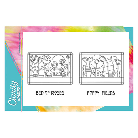 Art Nouveau Bed of Roses & Poppy Fields A5 Stamp Set