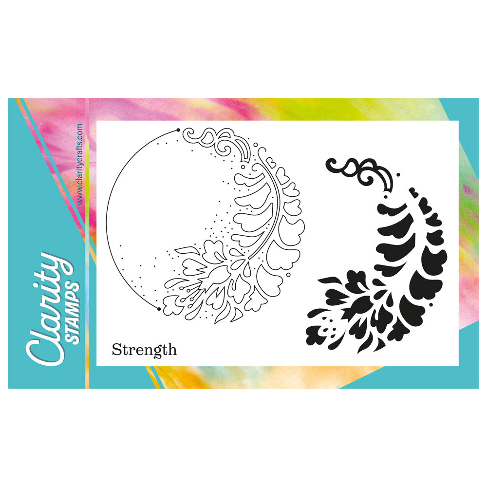 Strength Stamp Barbara's Strength - Floral Crescent - Two Way Overlay A6 Stamp Set ...