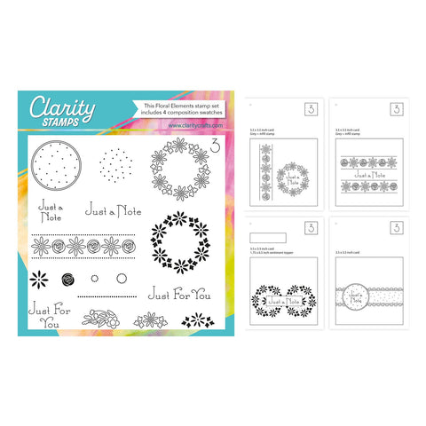 Floral Elements Set 3 - A5 Square Stamp Set with 4x A6 Composition Swatches