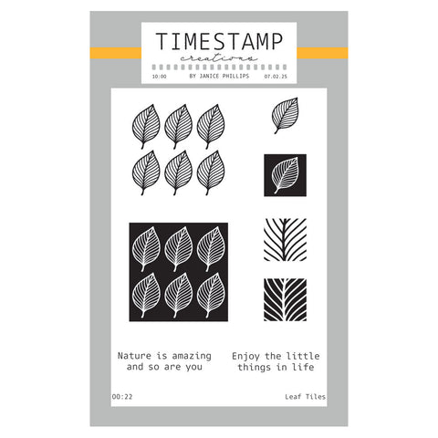 Timestamp Creations by Janice Phillips - Leaf Tiles A6 Stamp Set