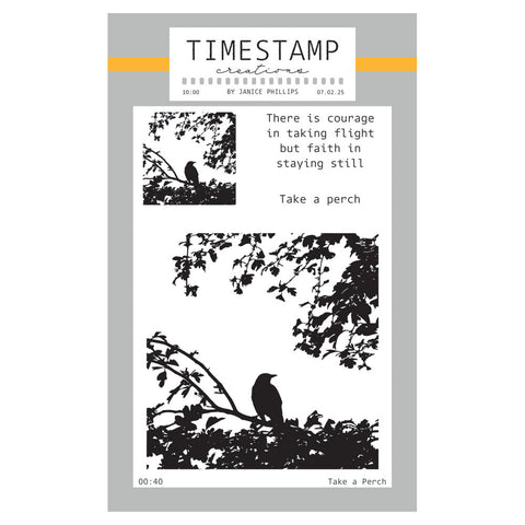 Timestamp Creations by Janice Phillips - Take a Perch A6 Stamp Set