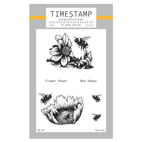 Timestamp Creations by Janice Phillips - Buzzing A6 Stamp Set