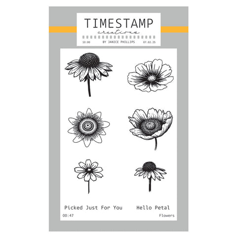 Timestamp Creations by Janice Phillips - Flowers A6 Stamp Set