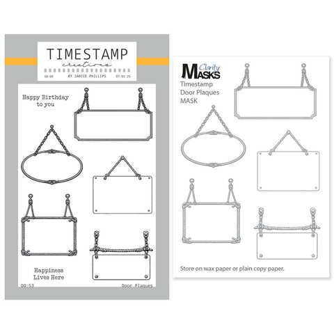 Timestamp Creations by Janice Phillips - Door Plaques A6 Stamp & Mask Set