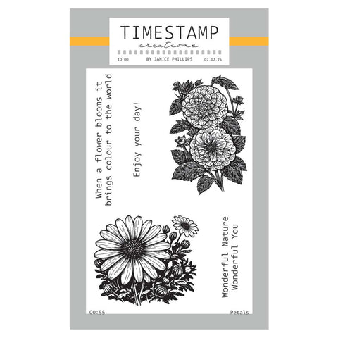 Timestamp Creations by Janice Phillips - Petals A6 Stamp Set