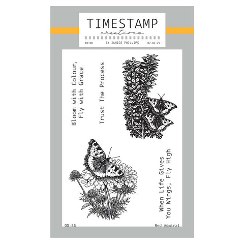Timestamp Creations by Janice Phillips - Red Admiral A6 Stamp Set