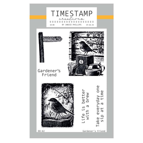 Timestamp Creations by Janice Phillips - Gardener's Friend A6 Stamp Set