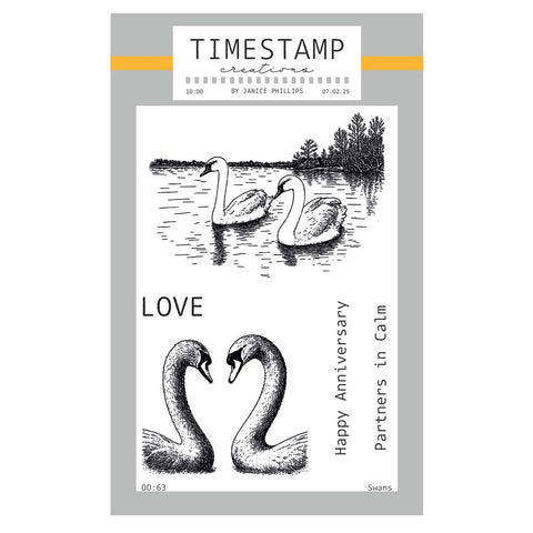 Timestamp Creations by Janice Phillips - Swans A6 Stamp Set