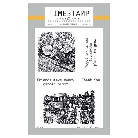 Timestamp Creations by Janice Phillips - Our First Allotment A6 Stamp Set