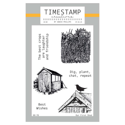 Timestamp Creations by Janice Phillips - Our First Shed A6 Stamp Set