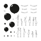 Barbara's SHAC Balloons & Tall People A5 Square Stamp & Mask Set