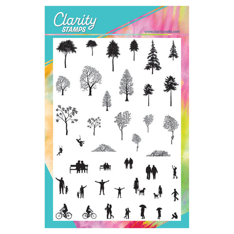 Wee Collage Trees & People A5 Stamp Set