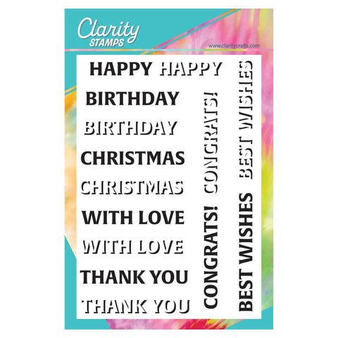 Drop Shadow Sentiments A5 Stamp & Mask Set