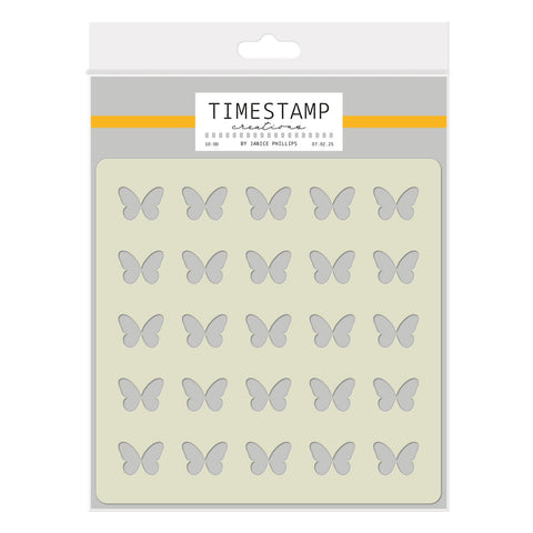 Timestamp Creations by Janice Phillips - Butterfly Background 5" x 5" Stencil